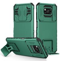 KEYSION atsparus smūgiams dėklas, skirtas POCO X3 Pro X3 NFC Push Pull Camera Protection Live Stand telefono dangtelis, skirtas Xiaomi Mi 11 Lite 5G NE for Mi 11 Lite 5G NE tamsiai žalia spalva