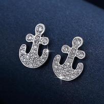 European & American Style Pirate Ship Anchor Earrings - Creative Fashion Stud Jewelry for Women. black