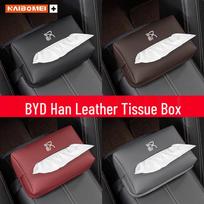 BYD Han EV Car Seat Back Hanging Tissue Box Armrest Pull-out Pack Han [PU Leather - Cream White] Tissue Pack red