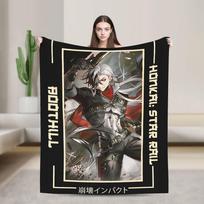 Honkai Star Rail Boothill Šilta Minkšta Antklodė Vaikams Suaugusiems Pliušinė Mėtoma Antklodė Su Spaudiniu Svetainei Flanelinė Patalynė Sofai Lova Dangalas 130x150cm black