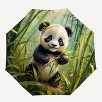 1pc Panda Forest Auto-Fold Umbrella with One-Touch Open/Close - 8 Reinforced Ribs for Windproof Stability,  yy251118126 beige