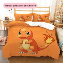 Pokémon Charmander rašto patalynė Namų dekoracija Gimtadienio dovana (1 * užvalkalas antklodei + 2 * užvalkalai pagalvėms, be užpildo) 155x200cm