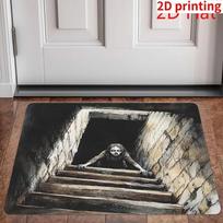 VIKAMA Helovino 3D kanalizacijos grindų kilimėlis Siaubo filmo klouno durų kilimėlis vidaus ir lauko universalus šventinės namų puošmena 40x60cm(15x23in) black