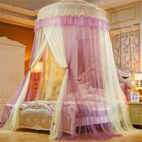 Romantiškas princesės kupolo tinklelis nuo uodų gradientas, dvigubos spalvos nėriniuotas lovos baldakimas Trijų durų pakabinamas lovos tinklelis double bed beige