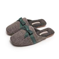 French Elegant Light Luxury Square Toe Women's Velvet Warm Slippers 40/41 (Fits 39-40 feet) gray