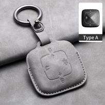 Leather Car Key Case for ZEEKR 001 X Keys Remote Cover Car-styling Holder Shell Protect Accessories Auto Parts Interior Products gray