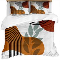 Mid Century Modern Duvet Cover Set King Abstract Geometric Balance Shapes Rainbow Sun Circles Boho Comforter Cover Bedding Sets EU Single 135*200cm/53x79in 3pcs gray