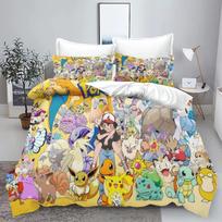 Pokémon Pikachu serijos patalynės komplektas, animacinių filmų spaudinys, antklodės užvalkalas, pagalvės užvalkalas, kambario antklodės užvalkalo komplektas, dekoracija, didelis karališkas 260x240cm 200x230cm