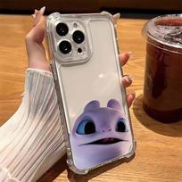 Miela pora Toothless Dėl iPhone 17 AIR 16E 16 15 14 13 12 mini Pro Max Plus Kampai Apsauga nuo kritimo Skaidrus telefono dėklas iPhone 16 black