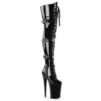 26CM Seksualūs moteriški aukštakulniai batai Naktinio pasirodymo Stiletto Šokio ant stulpo Kelius siekiantys Šlaunis siekiantys Batai Apvalus priekis Batai 38 juoda