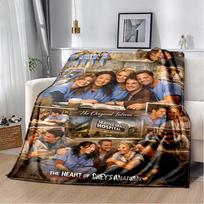 Grey's Anatomy Flannel Blanket, Soft Warm Throw with Grey Sloan Memorial Print, Cozy Bedding for TV Show Fans 80cm x 120cm gray