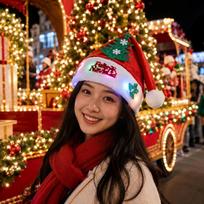 LED Light Snowman Hat Colored Lights LED Party Hat Novelty Headwear Christmas Hat  Holiday Decor M white
