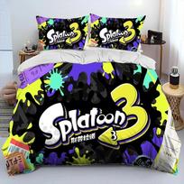 3D Print S-Splatoon Cartoon Bedding Set Duvet Cover Bed Set Quilt Cover Pillowcase Comforter king Queen Size Boys Adult Bedding EU Single 135x200cm