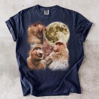 Proboscis Monkey Full Moon Graphic Tee, Distressed Safari T-Shirt (Cotton) 130 brown