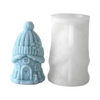 Flexible Silicone House Molds for Waxes, Plasters, and Resins, with Knitted Texture for Christmas Cottages Craft Projects white