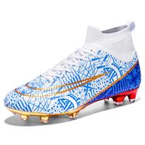 Large size football shoes electroplated gold sole AG long nails football shoes youth grass leather foot training spikes 39
