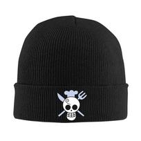 Zoros Tony Choppers Luffys Ones Pieces Sanjis Knitted Hat for Women Men Skullies Beanies Autumn Hat Acrylic  Warm Melon Cap One Size black