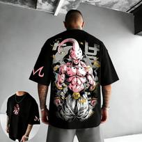 Dragon Ball Anime Majin Buu Printed T-shirt Summer Style Men's and Women's Loose Casual Harajuku Fashion Short Sleeve Top 3XL black