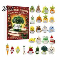 Surprise Gift Box with Advent 24 Calendar Emotional Support Day Countdown Holiday Inspirational Quote Acrylic Pendants Festive Tree B beige