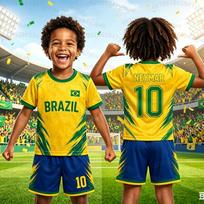 2026 berniukams Neymar Nr.10 Futbolo marškinėlių ir šortų komplektas Moterims Vyrams Harajuku BRAZILIJOS gerbėjams Marškinėlių ir šortų komplektas Vaikams Sportinis kostiumas 2 dalių rinkinys 120