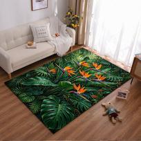 Tropical Strelitzia Flowers and Lush Leaves Non-slip rug suitable for living room and bedroom sofas 120x160cm( 47x62in )