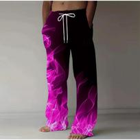 Men's 3D Flame Printed Baggy Casual Trousers,  Elastic Drawstring Waist with Pockets, for Spring Summer Home Outdoor Vacation 6XL black