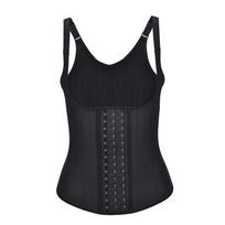 Steel Boned Latex Corset Waist Trainer Slimming Tank Top XXL juoda
