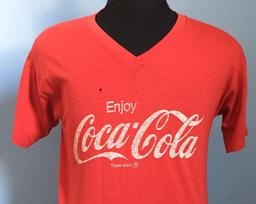 80s Vintage Coca Cola Classic Enjoy coke soda soft drink pajamas long sleep T-Shirt - MEDIUM 4XL red