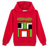 Children Hooded Sweatshirt,Unspeakable Pixel Block Avatar With Green Graffiti Letter Print, Soft Autumn Hoodie For Daily Play And Outdoor Leisure Time 100 tamsiai mėlyna spalva
