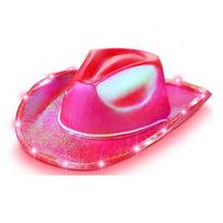 Halloween Party Colorful Led Hat With Eva Cowboy Style For Cosplay Events rožinė raudona spalva