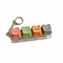 Cute Cat Keyboard Fidget Keychain Clicker Mechanical Keycap Keyring  Pendant 4-key (Style E) brown