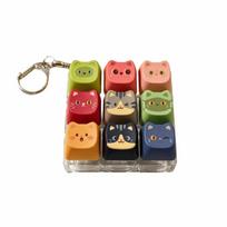 Cute Cat Keyboard Fidget Keychain Clicker Mechanical Keycap Keyring  Pendant 9-key