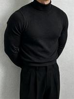 Men's Classic Turtleneck Sweater with Long Sleeves - Slim Fit Ribbed Knit Pullover Top for Fall Winter Layering and Everyday Wear. XXXL black