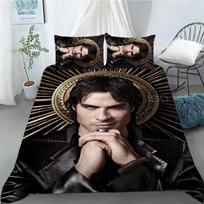 Damon salvatore The Vampire Diaries Duvet Cover Pillowcase Bedding Set Adult Bedroom Decoration Children Single Double Size 100x135cm gray