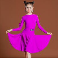 Mergaičių lotinų šokio pasirodymo kostiumas Vaikų varžybų apranga Tampri nailono ir spandex šokio apranga 140cm purple