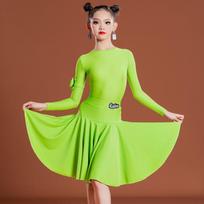 Mergaičių lotinų šokio pasirodymo kostiumas Vaikų varžybų apranga Tampri nailono ir spandex šokio apranga 120cm green