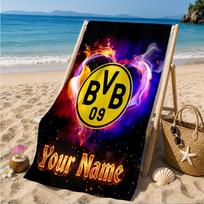 Custom Name Bvb 09 Football Club Personalized Microfiber Beach Towel, Quick-Dry, Ideal for Summer Travel, Beach Essential, Swimming 70cmx140cm(27x55inch)
