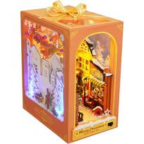 DIY Book Nook Kit Shelf Insert Miniature Firefly Forest House Wooden Bookshelf Room Dollhouse Bookend Toys Adults 3D Puzzle Gift