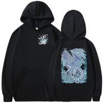Game Monster Hunter Velkhana The Iceborne Dragon Hoodie Men Women Casual Long Sleeve Oversized Sweatshirt Clothing Fashion Hoody L black