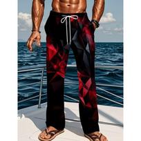 Men's 3D Vintage Pattern Printed Baggy Casual Trousers,  Elastic Drawstring Waist with Pockets, for Spring Summer Home Outdoor Vacation M juoda