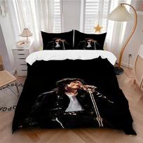3Pcs Michael Jackson Performance Bedding Sets For All Sizes New 3D Printed Bed Cover Comforter Duvet Cover Pillowcase Bedroom Decoration 135cmx200cm white