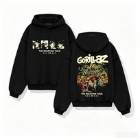 Gorillaz The Mountain Tour Unisex Hoodie Shirt Latin America Tour Manga Rock Band Fan Street Clothing Sweater 160 black