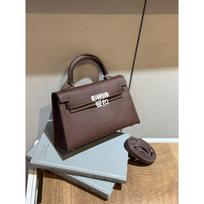 New trendy second-generation i Kelly bag shoulder messenger bag niche contrasting handbag women 22x7x14 gray