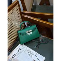New trendy second-generation i Kelly bag shoulder messenger bag niche contrasting handbag women 22x7x14 gray