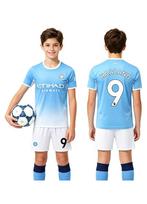Haaland 2026/27 „Manchester City“ vaikų futbolo apranga su marškinėliais, šortais, kojinėmis Balta Mėlyna 160-170 CM balta/mėlyna