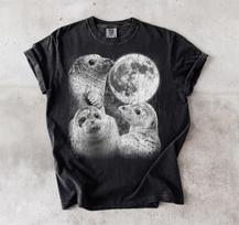 Baby Seal Shirt, Full Moon Animal Graphic Tee, Distressed Sealife T-Shirt, Ocean Lover Gift 2XL gray