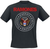 Ramones Presidential Seal T-Shirt, Black Cotton, Colorful Band Member Names Print Punk Tee L black
