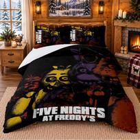 Five Nights at Freddy’s Pattern Bedding 3Pcs Set Bed Sheet And Pillowcases For Indoor Bedroom 140cmx210cm