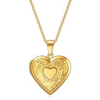 Širdies formos raštas Atidaromas nuotraukų rėmelis Atminimo pakabukas Karoliai 50cm (Necklace Size） beige