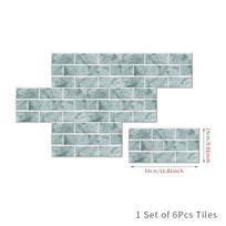 6PCS 3D Effect Tile Stickers Waterproof Wall Decals DIY Wall Tile Stickers  Kitchen Bathroom 10